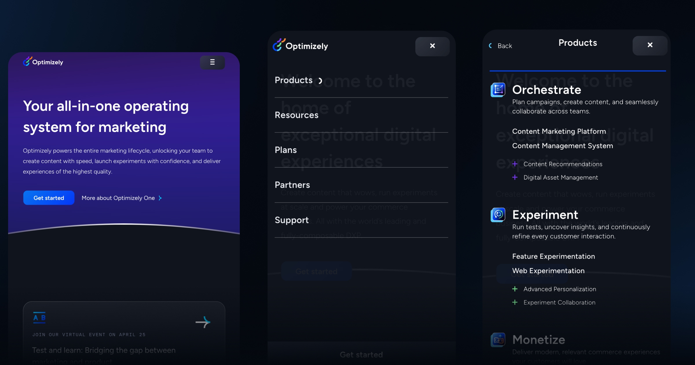 Optimizely Mobile Menu