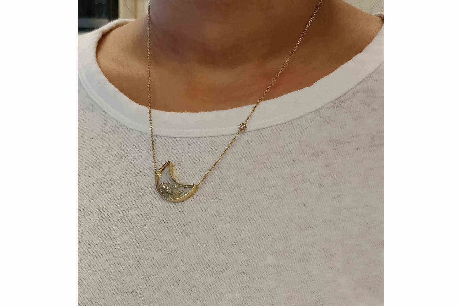 Yellow Diamond Moon Necklace | Auverture