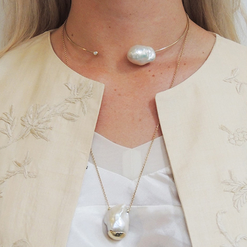 Large Baroque Diamond Collar Necklace 