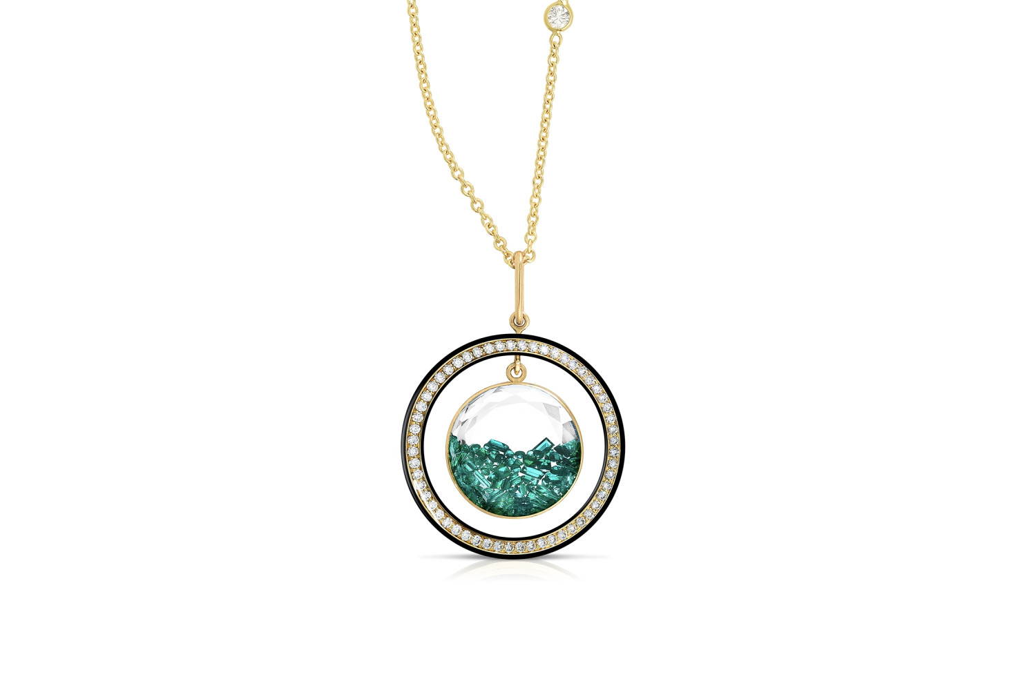 emeralds circle necklace by mortiz glik-sml