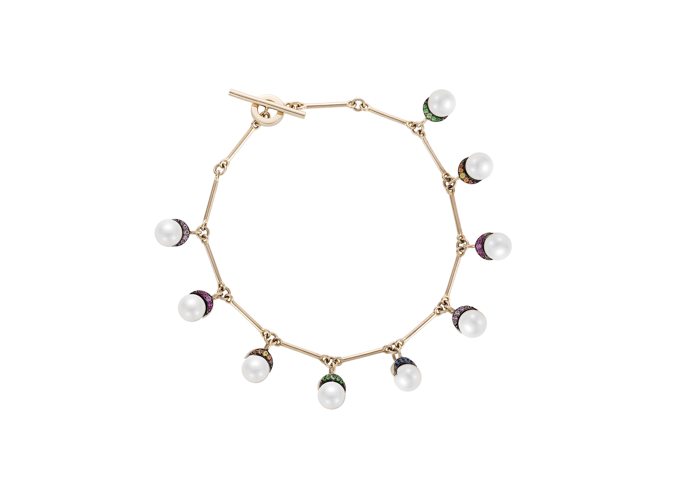 Rainbow navratna mala bracelet with 