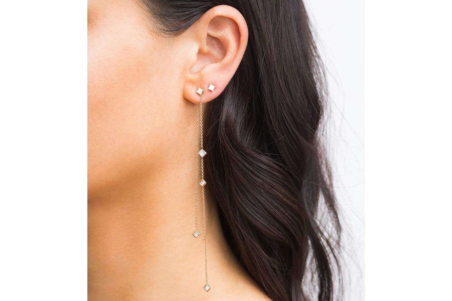 diamond chain earring