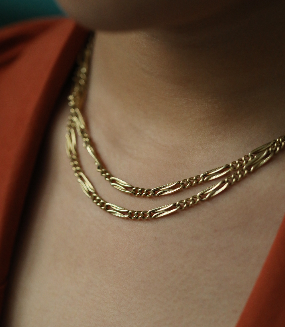 Art Nouveau Gold Chain Necklace - Fine 