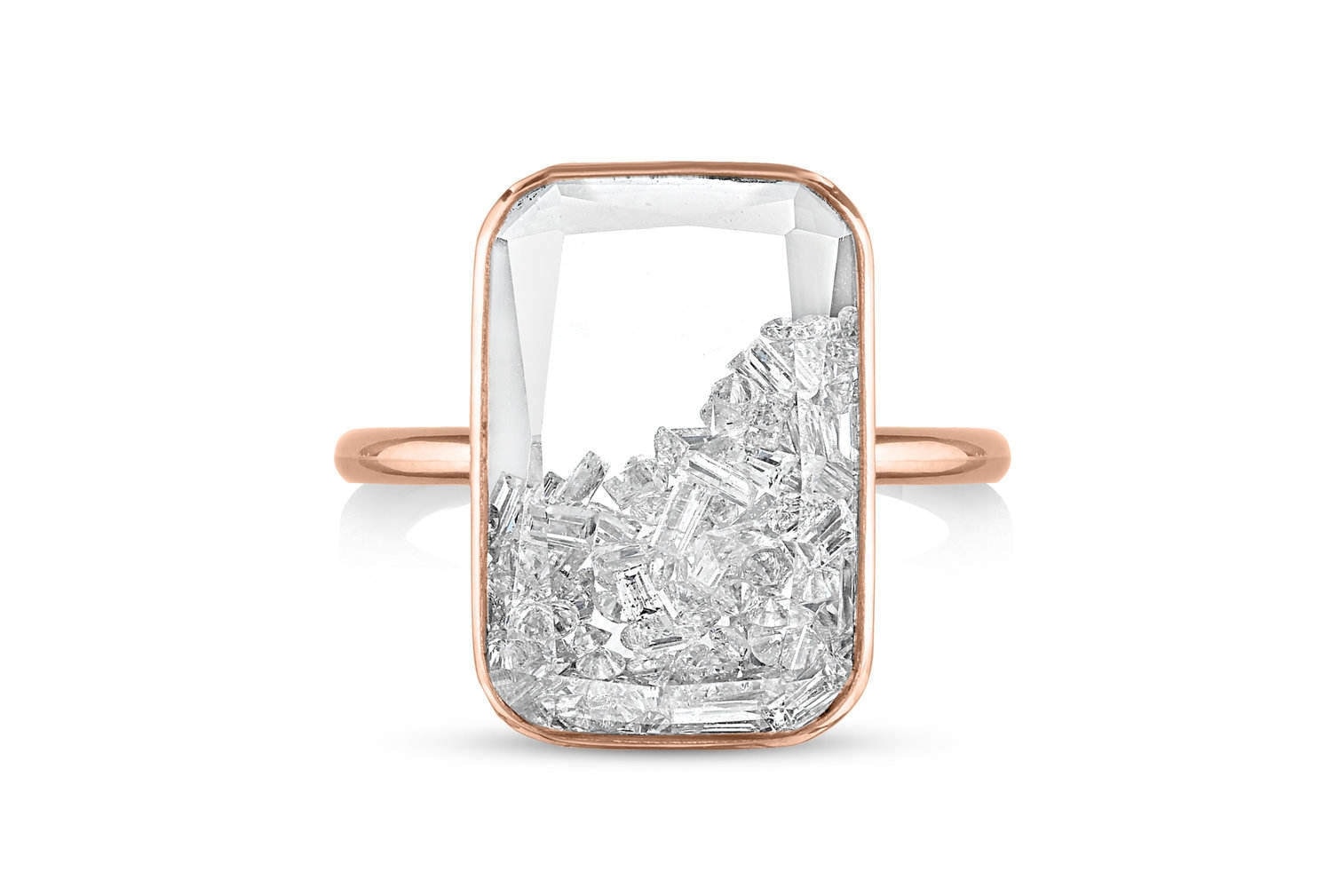 Diamantring 14k Solid Gold Diamond Chain Form Ring Quadrat Diamant Ring