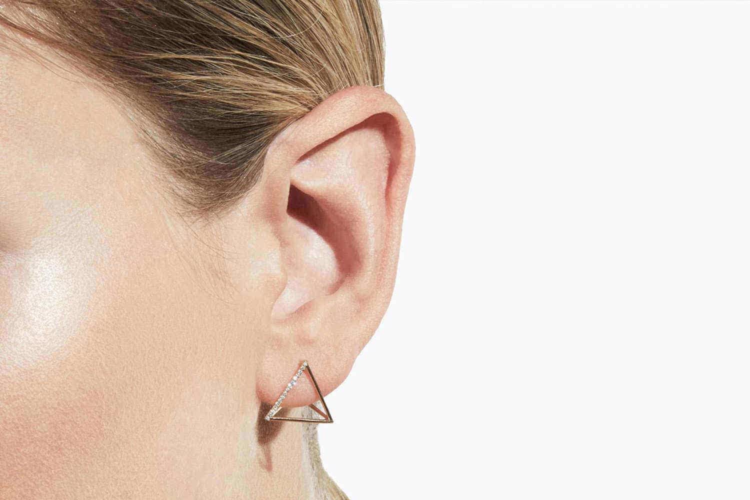 Medium Triangle Single Earring With One Side Of Diamonds Auverture