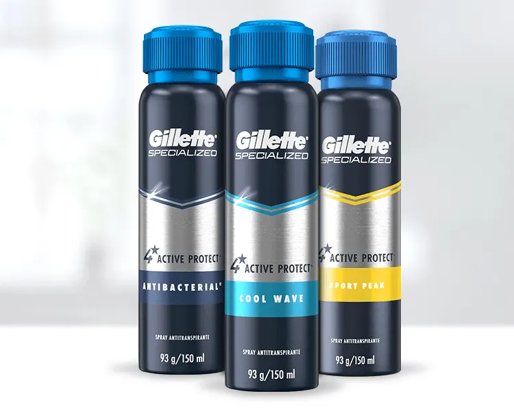 Familia de Sprays Antitranspirantes en Aerosol para hombre de Gillette que protegen contra el sudor y mal olor