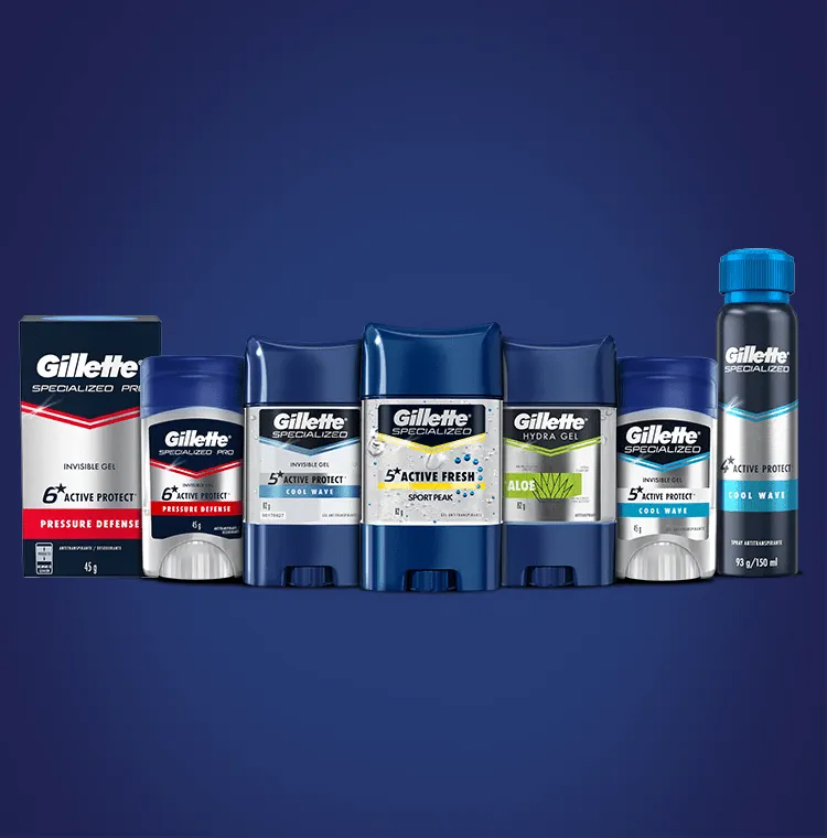 Complementa tu kit de productos de cuidado personal con Desodorantes y Antitranspirantes Gillette