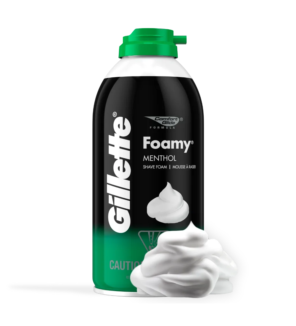Gillette espuma espumosa para afeitar la piel sensible al mentol