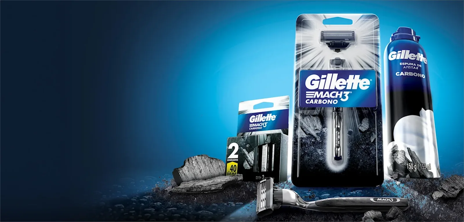El segundo banner de la página de inicio de Gillette México muestra MACH3 Carbono