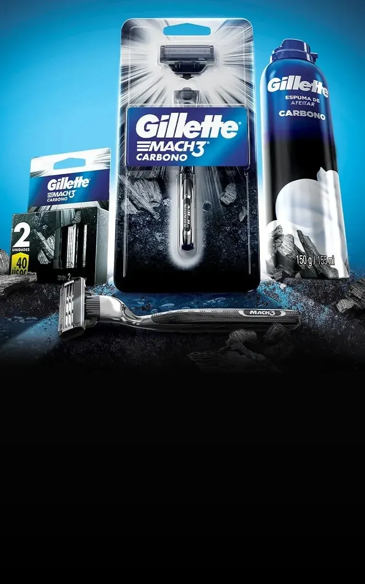 El segundo banner en la página de inicio de Gillette Latinoamérica muestra MACH3 Carbono
