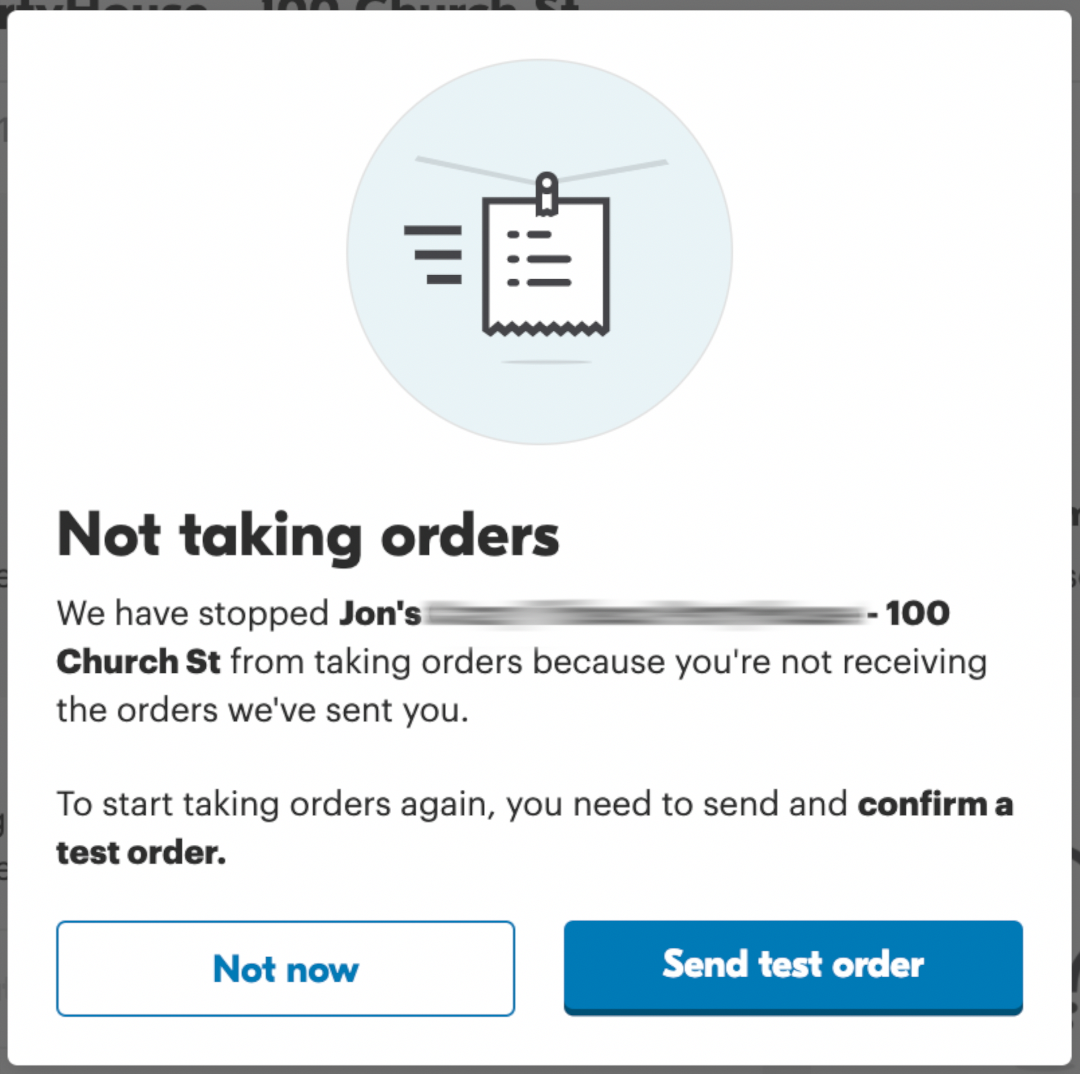 GFR - Not taking orders send test order tablet (ORANGE)
