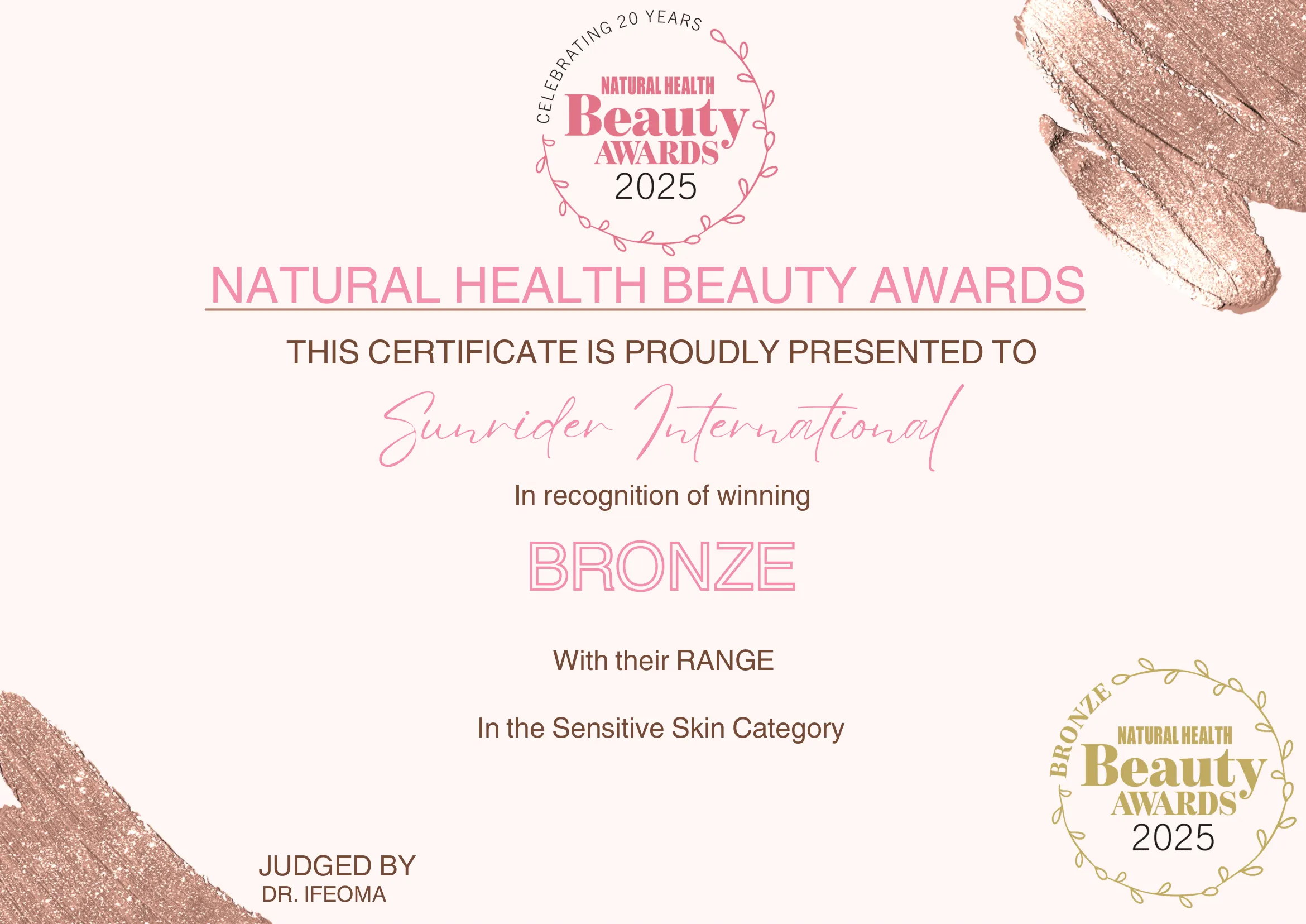 Bronze Natural Health Beauty Award