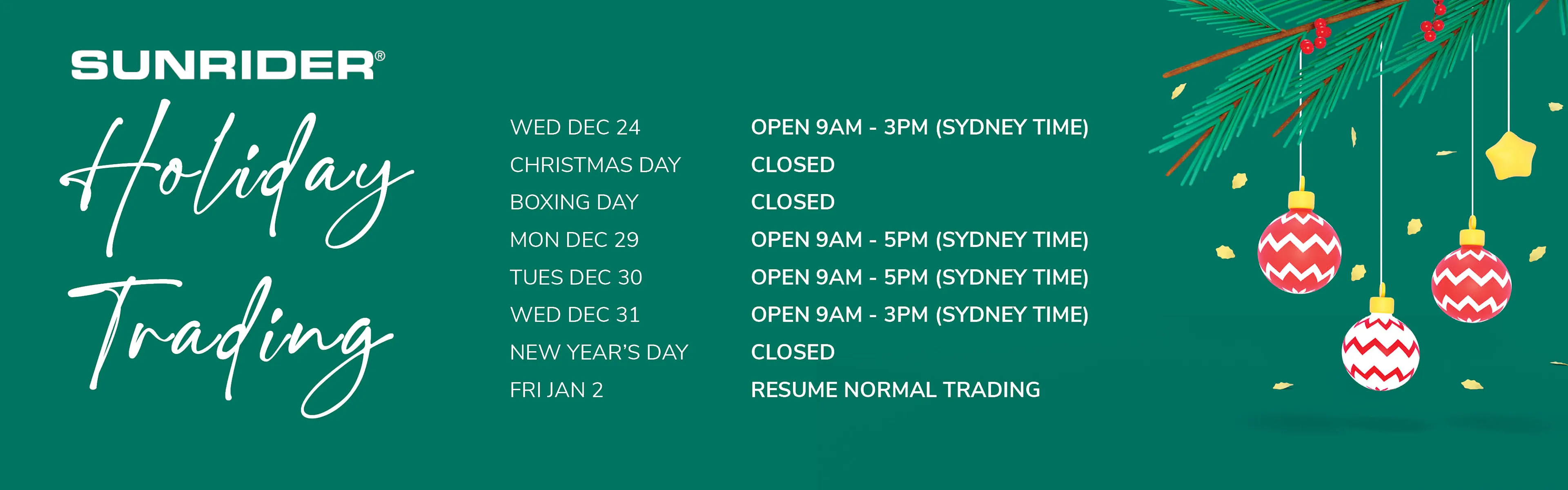 [AU] Holiday Trading Hours