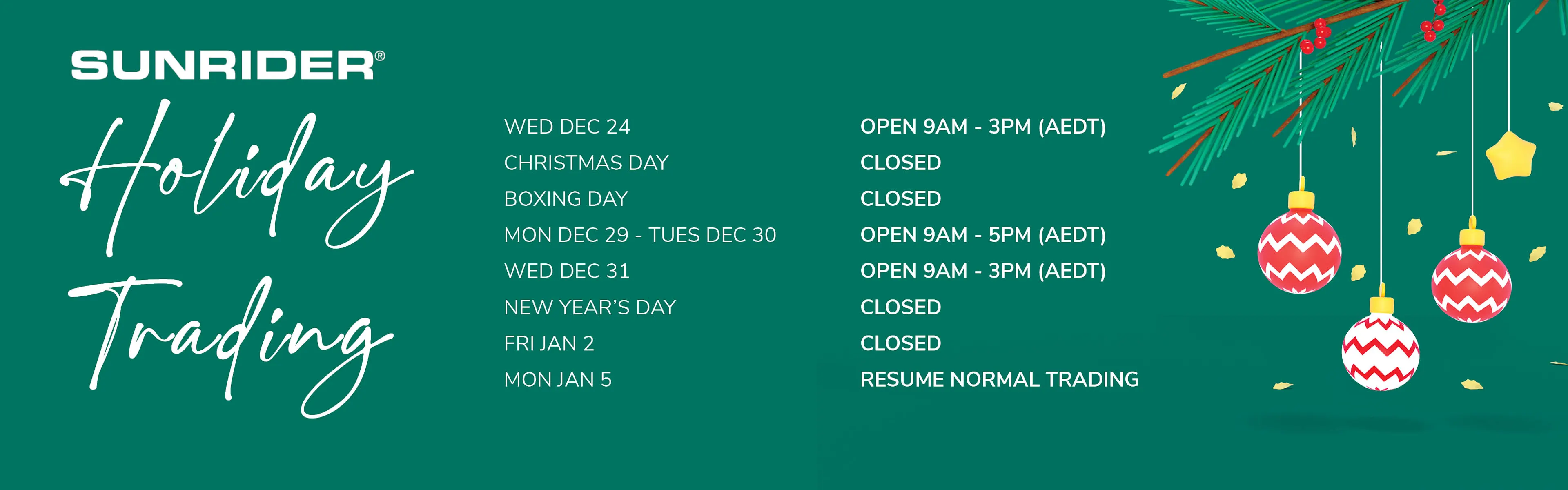 [AU] Holiday Trading Hours