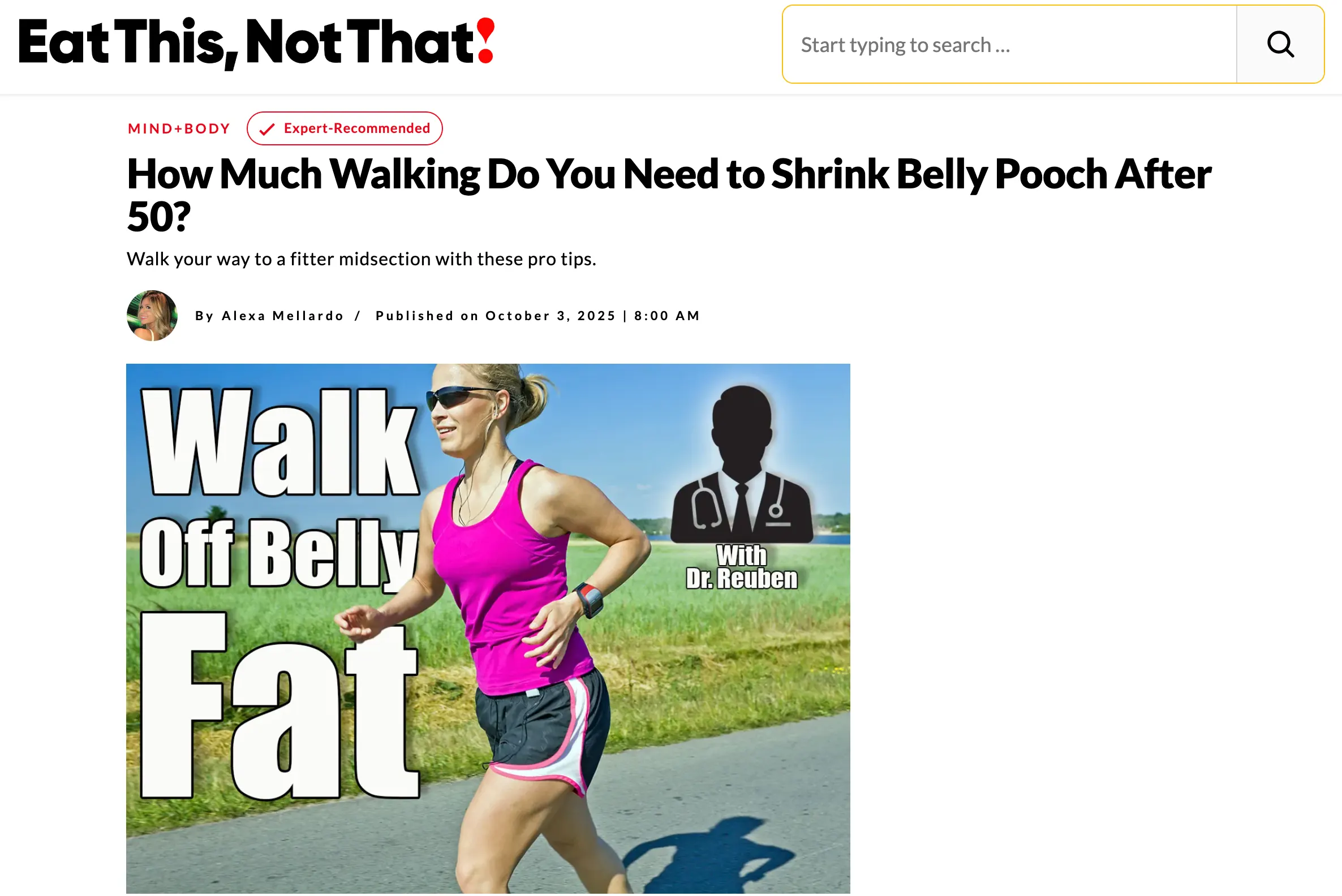 Dr. Reuben Chen Shares Tips on Walking Off Belly Fat After 50 for Eat This, Not That!