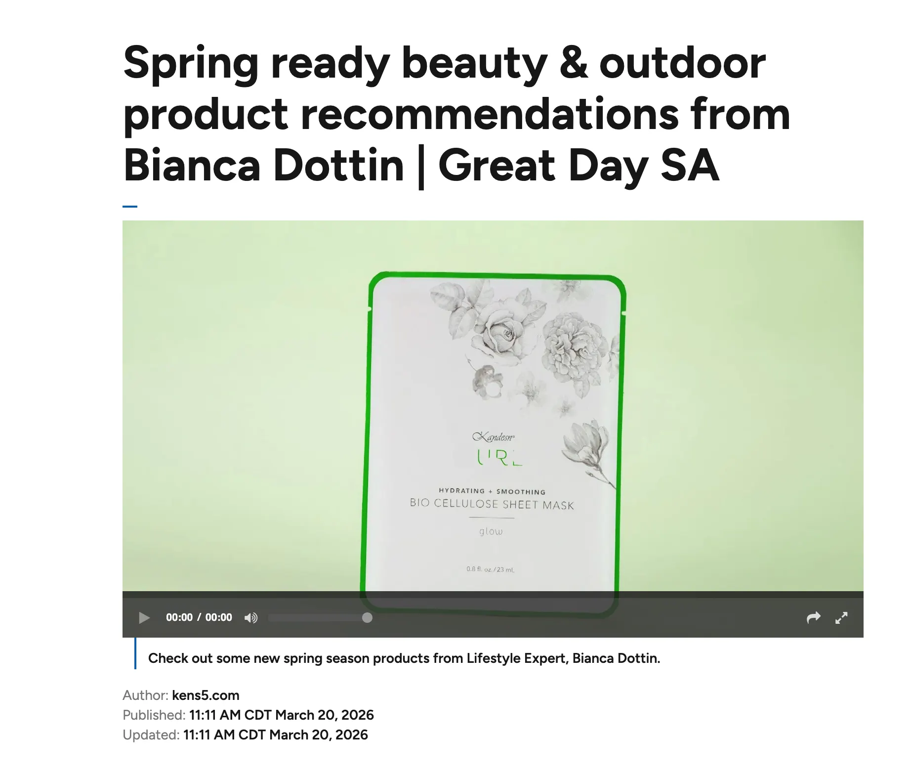 Kandesn® Pure Bio Cellulose Sheet Mask Shines in Nationwide Spring Segments 2