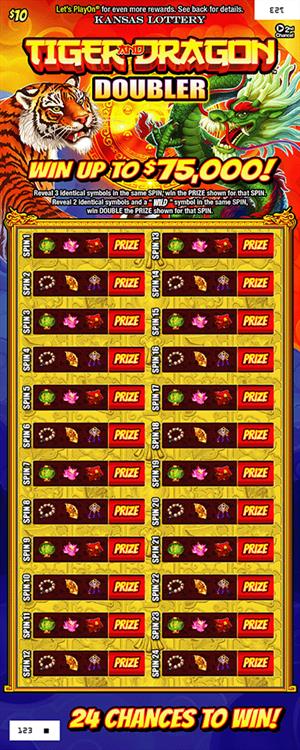 TIGER AND DRAGON DOUBLER scratch-off ticket