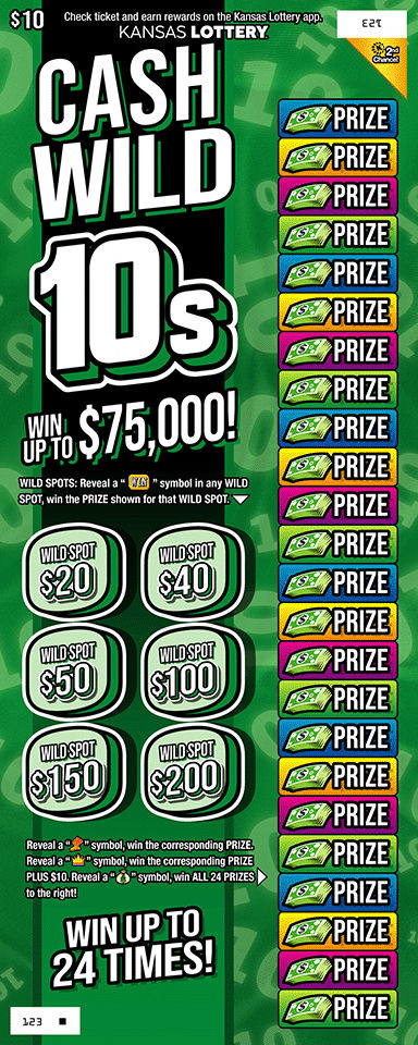 CASH WILD 10S scratch-off ticket