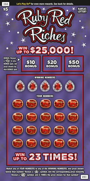 RUBY RED RICHES scratch-off ticket