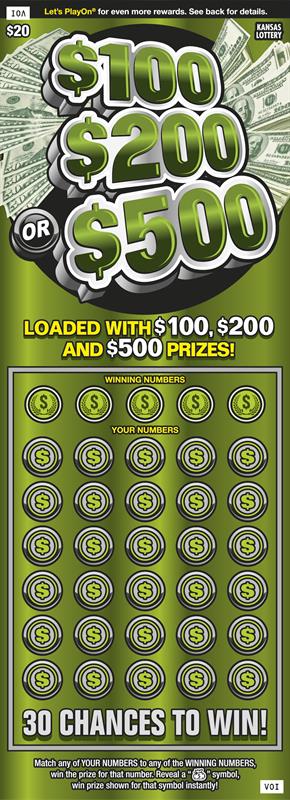 $100 $200 OR $500 scratch-off ticket