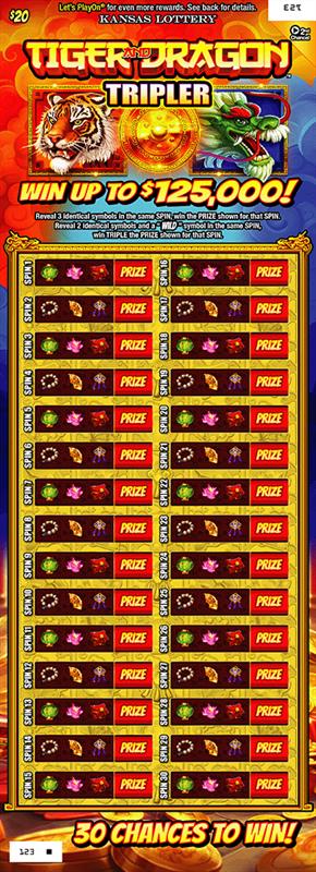 TIGER AND DRAGON TRIPLER scratch-off ticket
