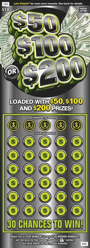 $50 $100 OR $200 scratch-off ticket