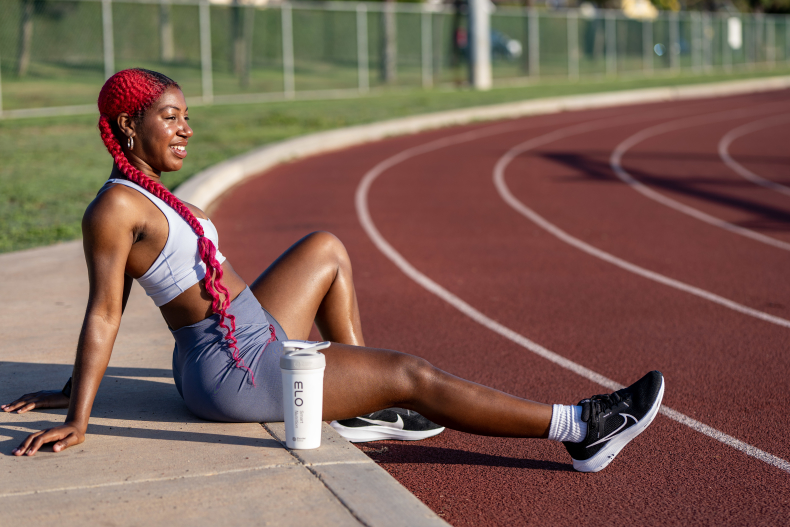 Dominique on the track with Elo Smart Protein