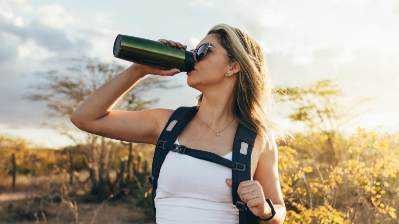 woman drinking water