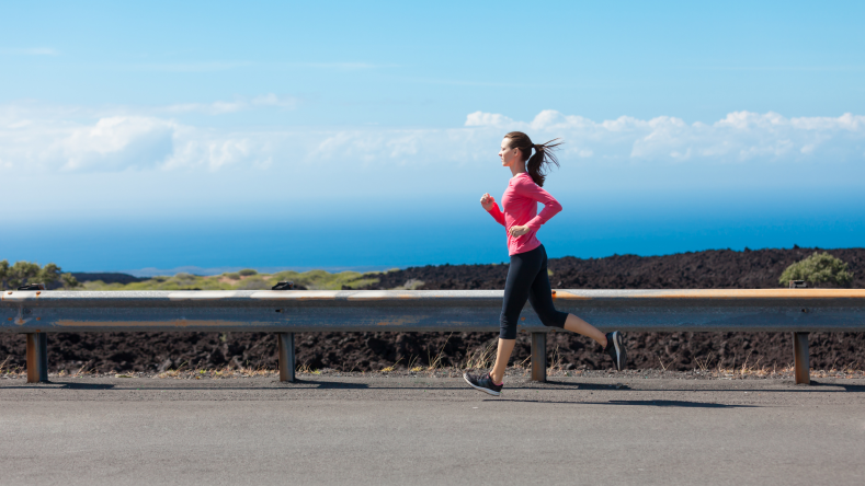 Female running on pavement