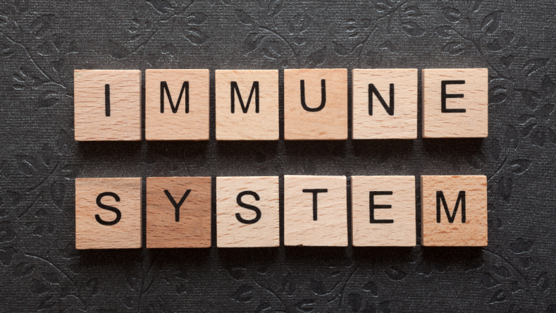 Immune system spelled out in scrabble tiles