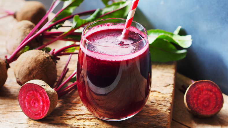 beet juice in a glass cup