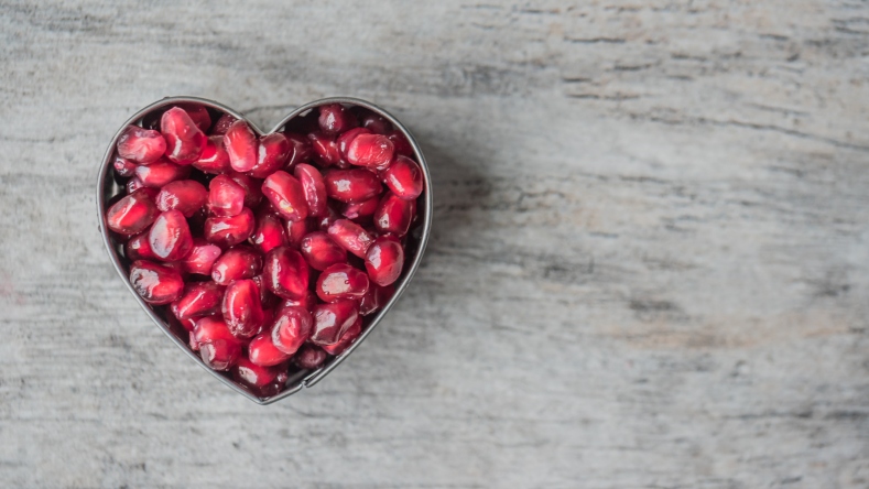 pomegranates in the shape of a heart