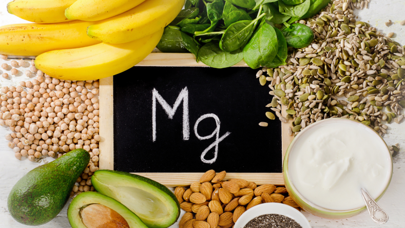 Food sources of magnesium on white background
