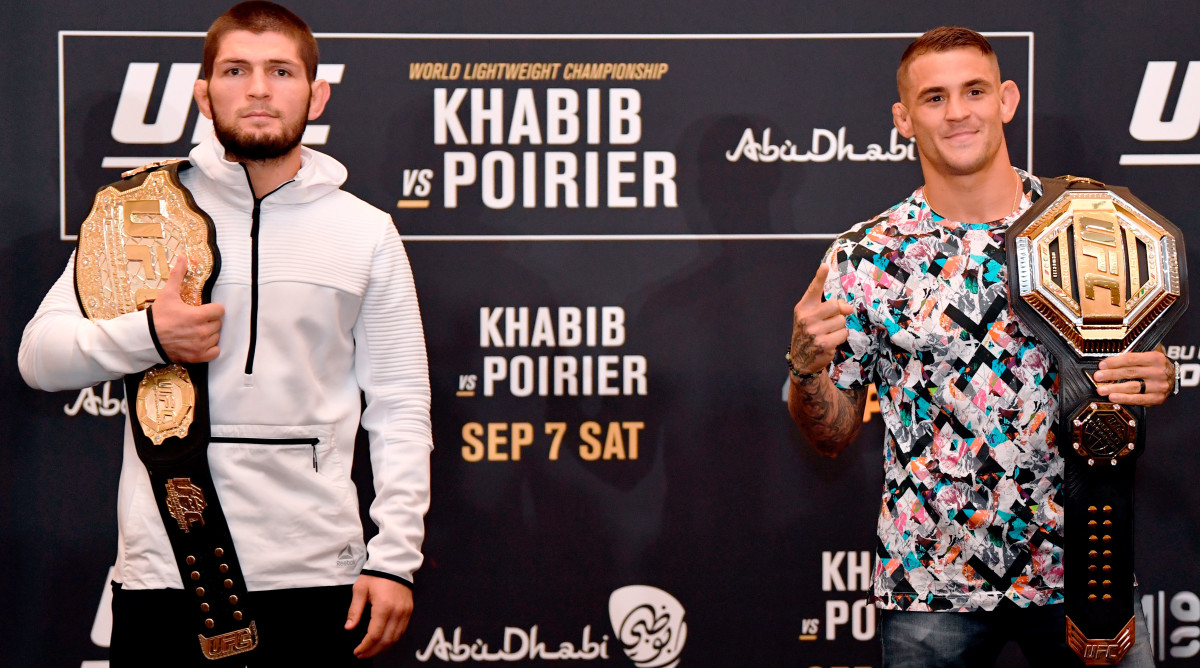 Khabib couldn't defend for a while, so they made an interim champion Dustin Poirier