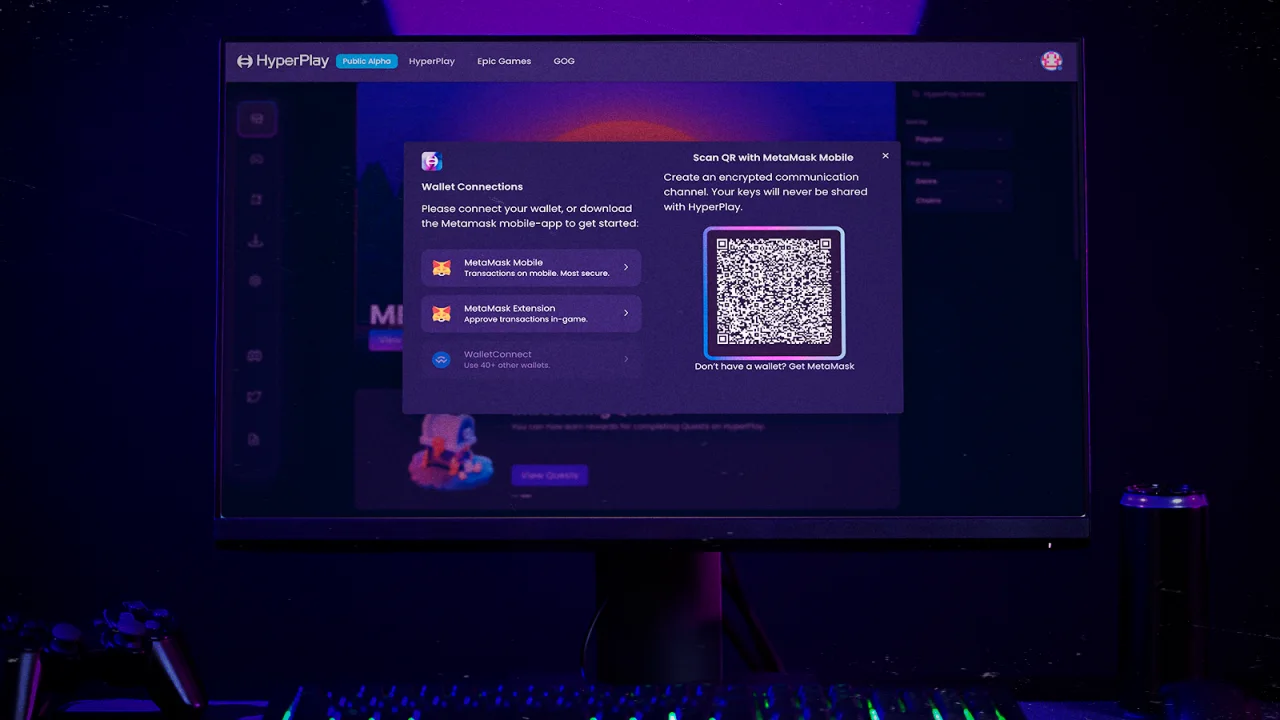 HyperPlay MetaMask onboarding screen