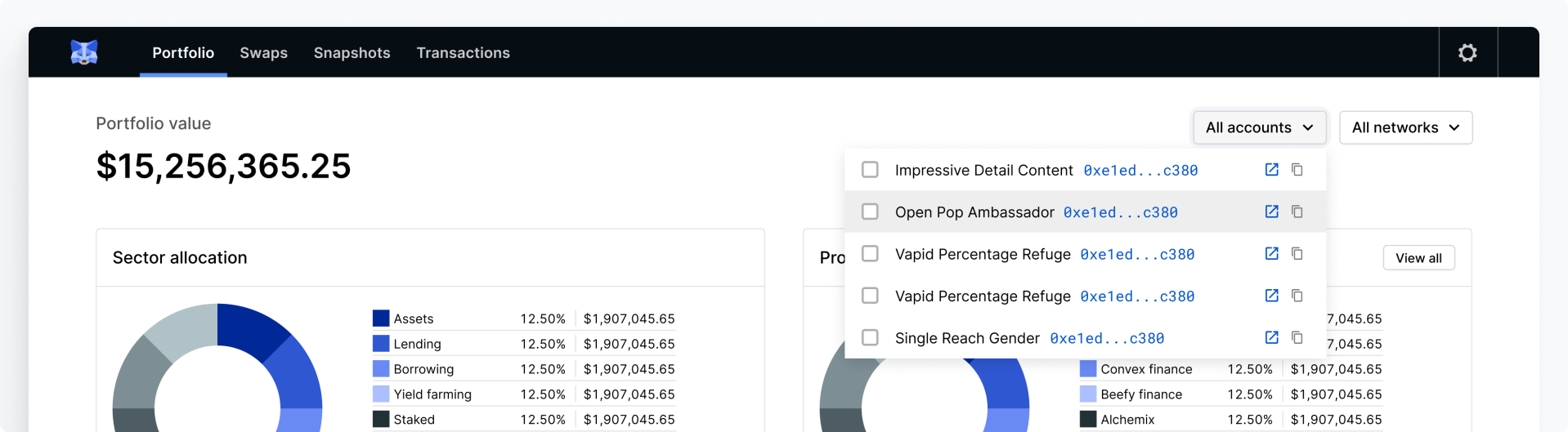 Addition of account filtering functionality in the Portfolio Dashboard