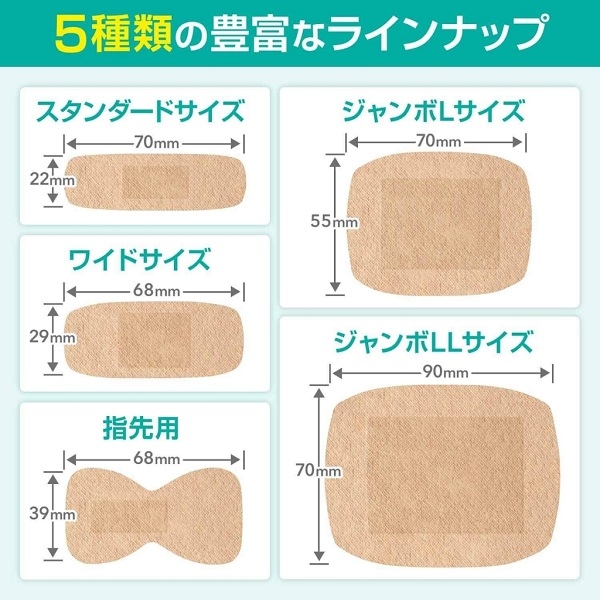 バンドエイド® 快適プラス  ５種類のラインナップ