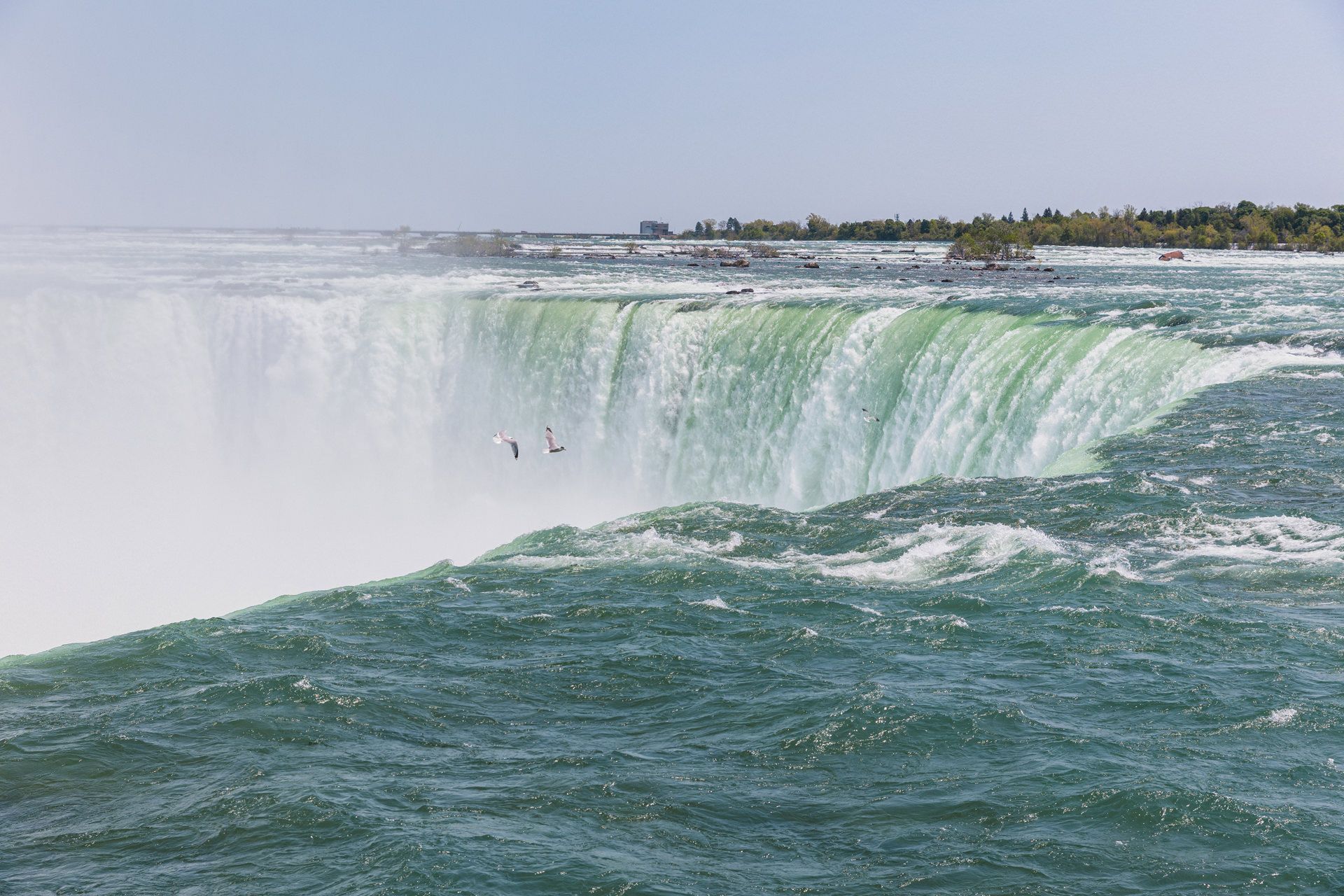 Niagara Falls, High and Low: The Skylon Tower and behind the cascade