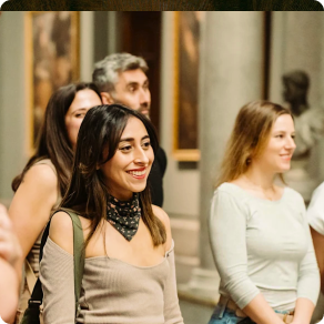 Group on a walking tour of the Prado Museum in Madrid