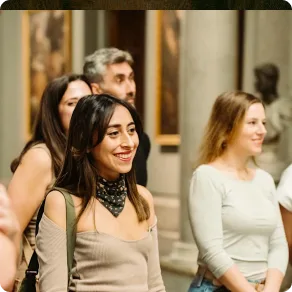 Group on a walking tour of the Prado Museum in Madrid