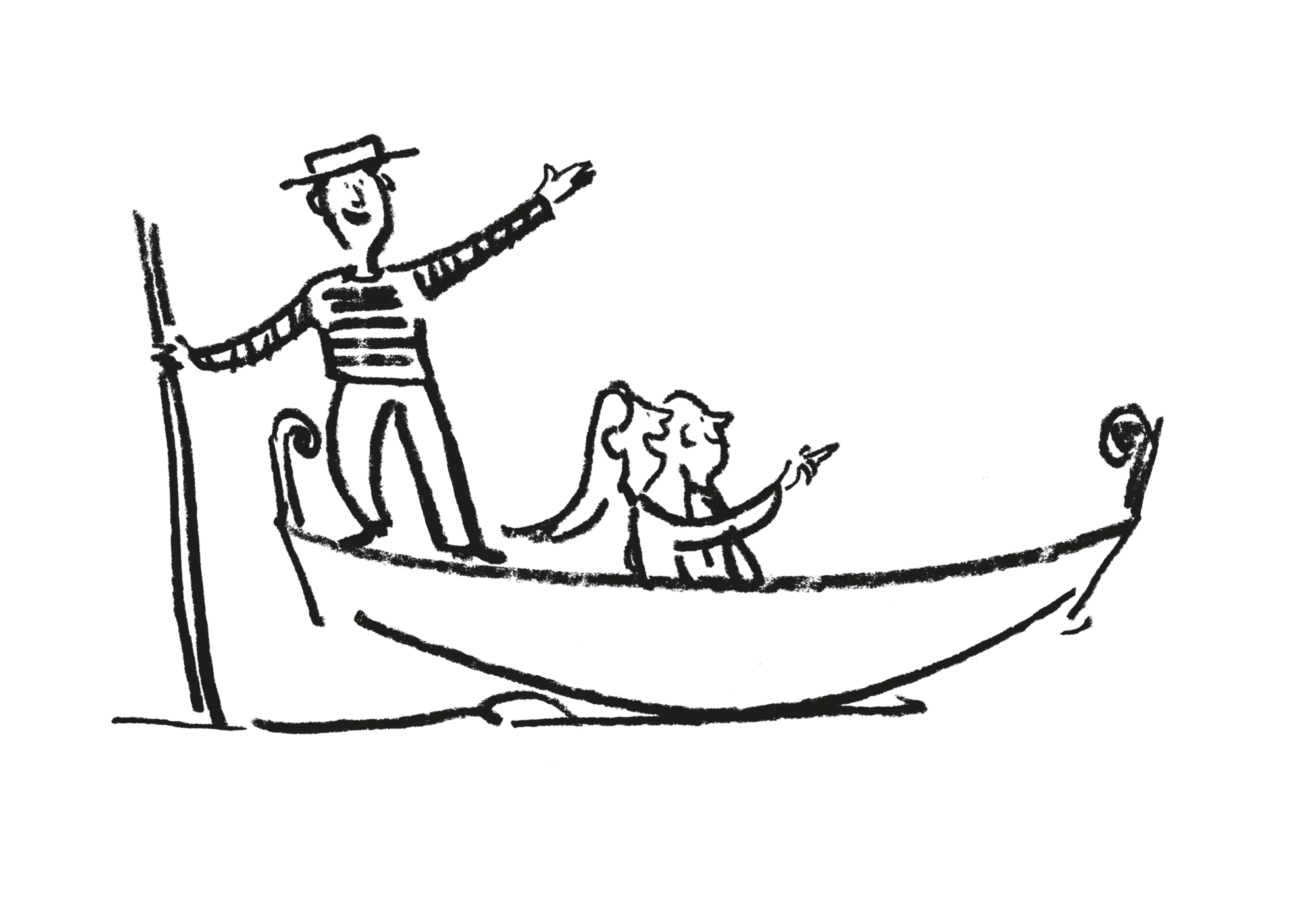 Venice Private Gondola Illustration Black PNG