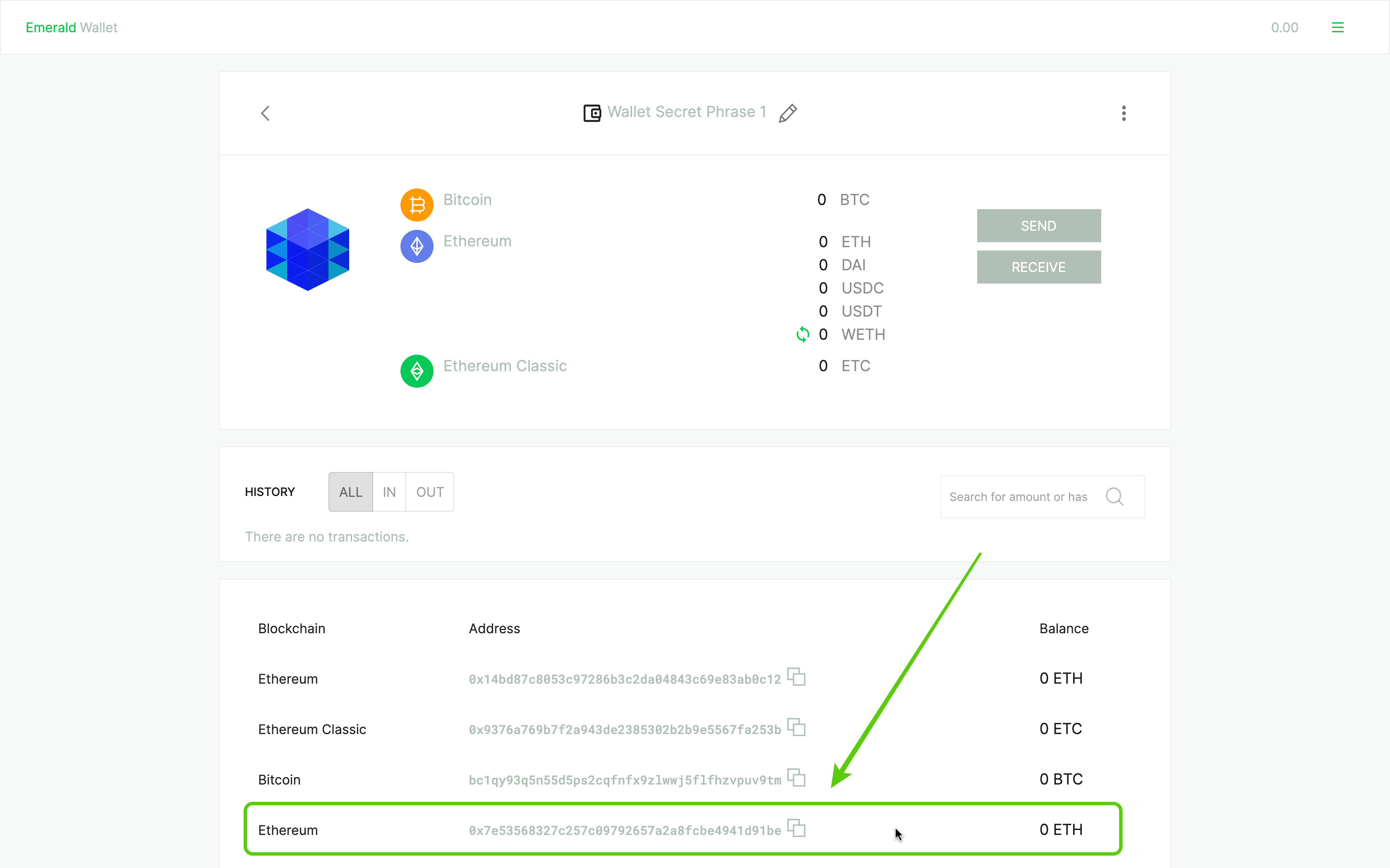 A new Ethereum address has been added to your wallet!