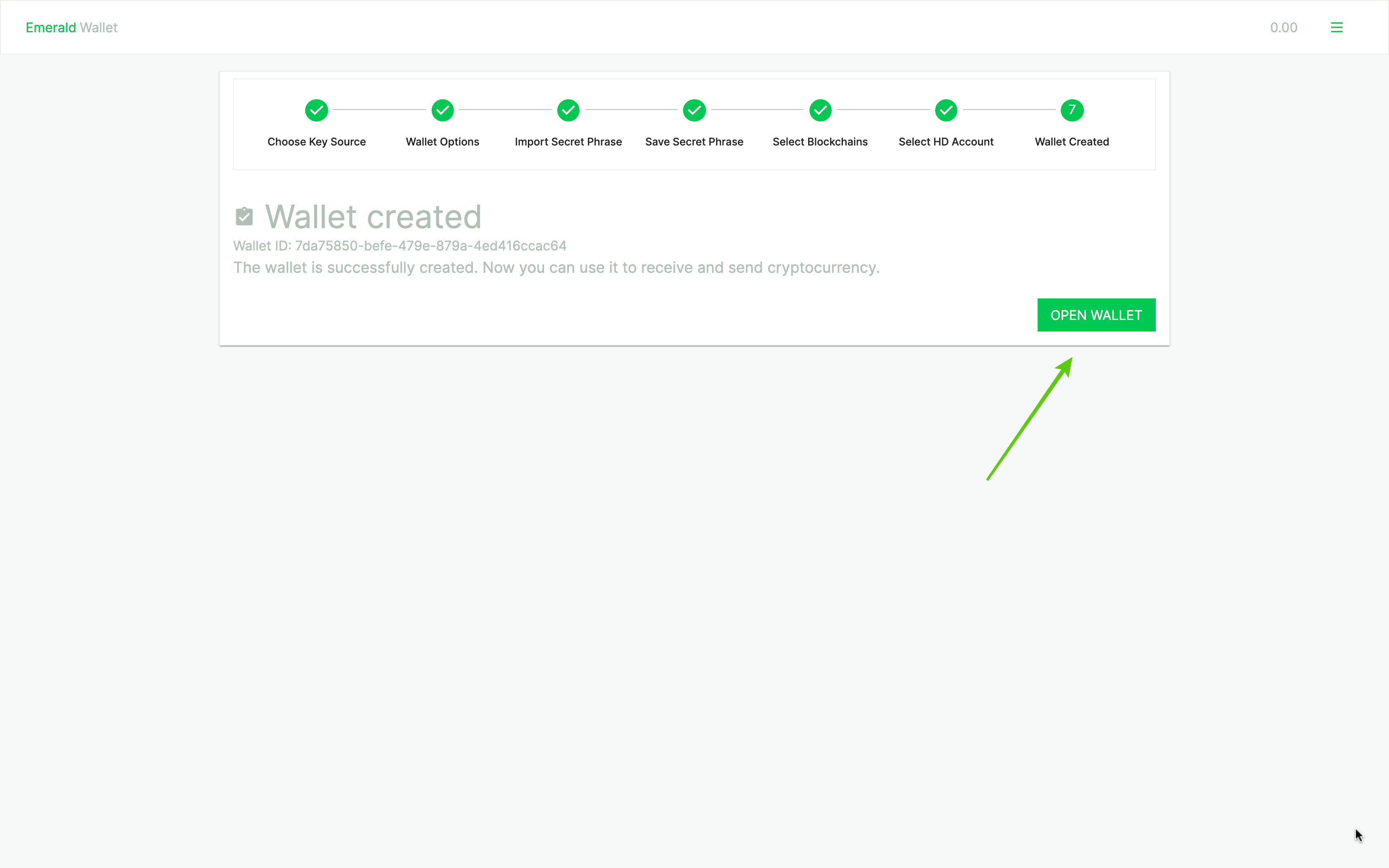 Wallet created.