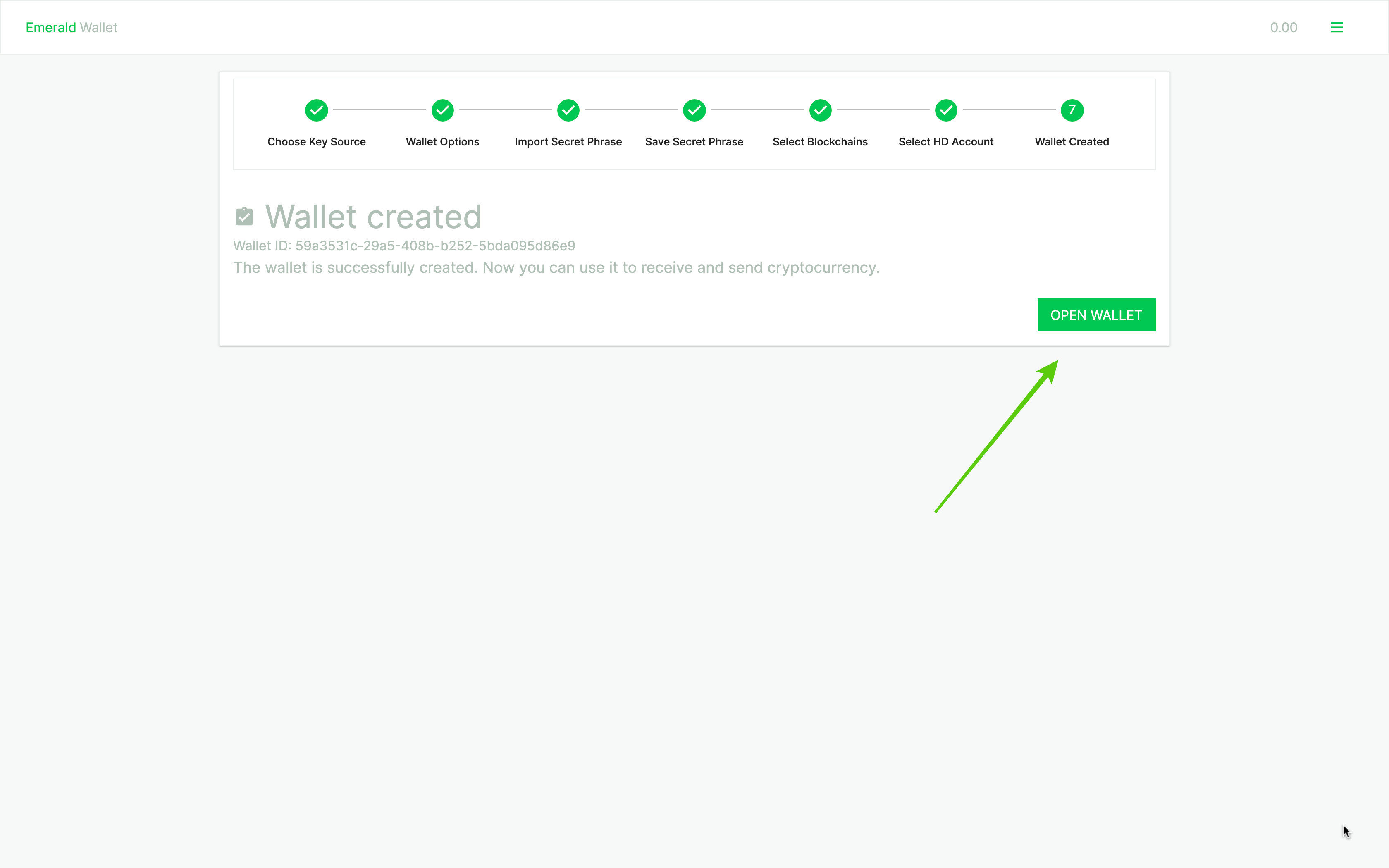 Wallet created.