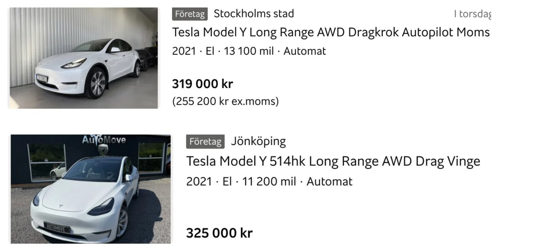 tesla blocket
