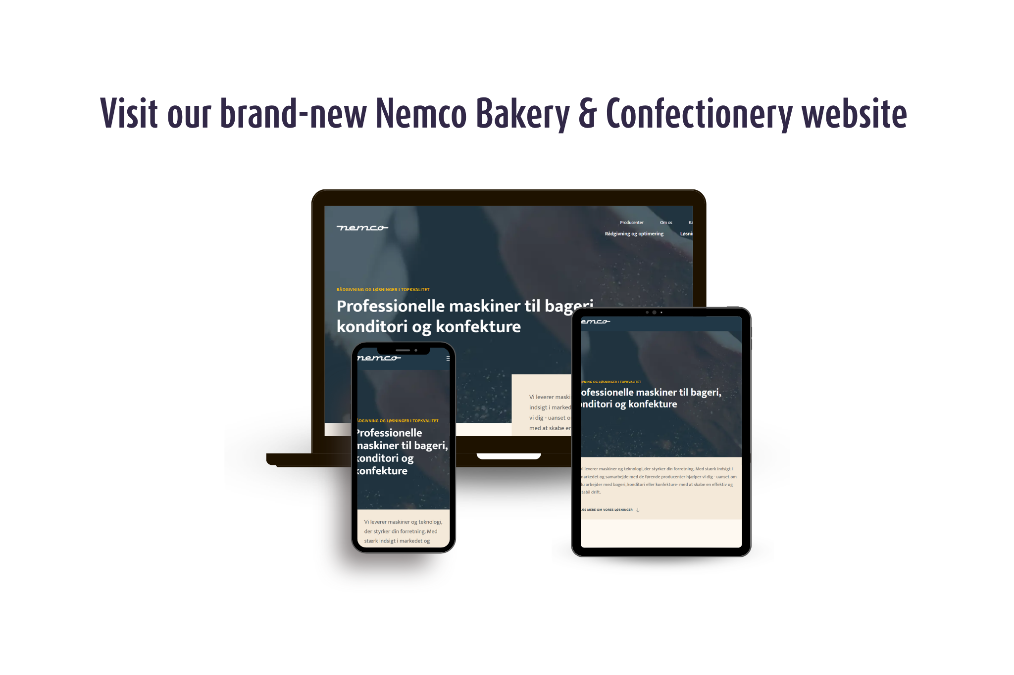 Nyt Nemco website til bageri, konditori og konfekture