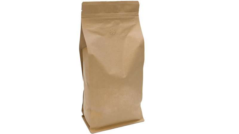 Kaffeposer - kaffeposer med ventil - i brunt kraft papirmateriale, med/uden ventil og lynlås. Kaffepose med tryk.
