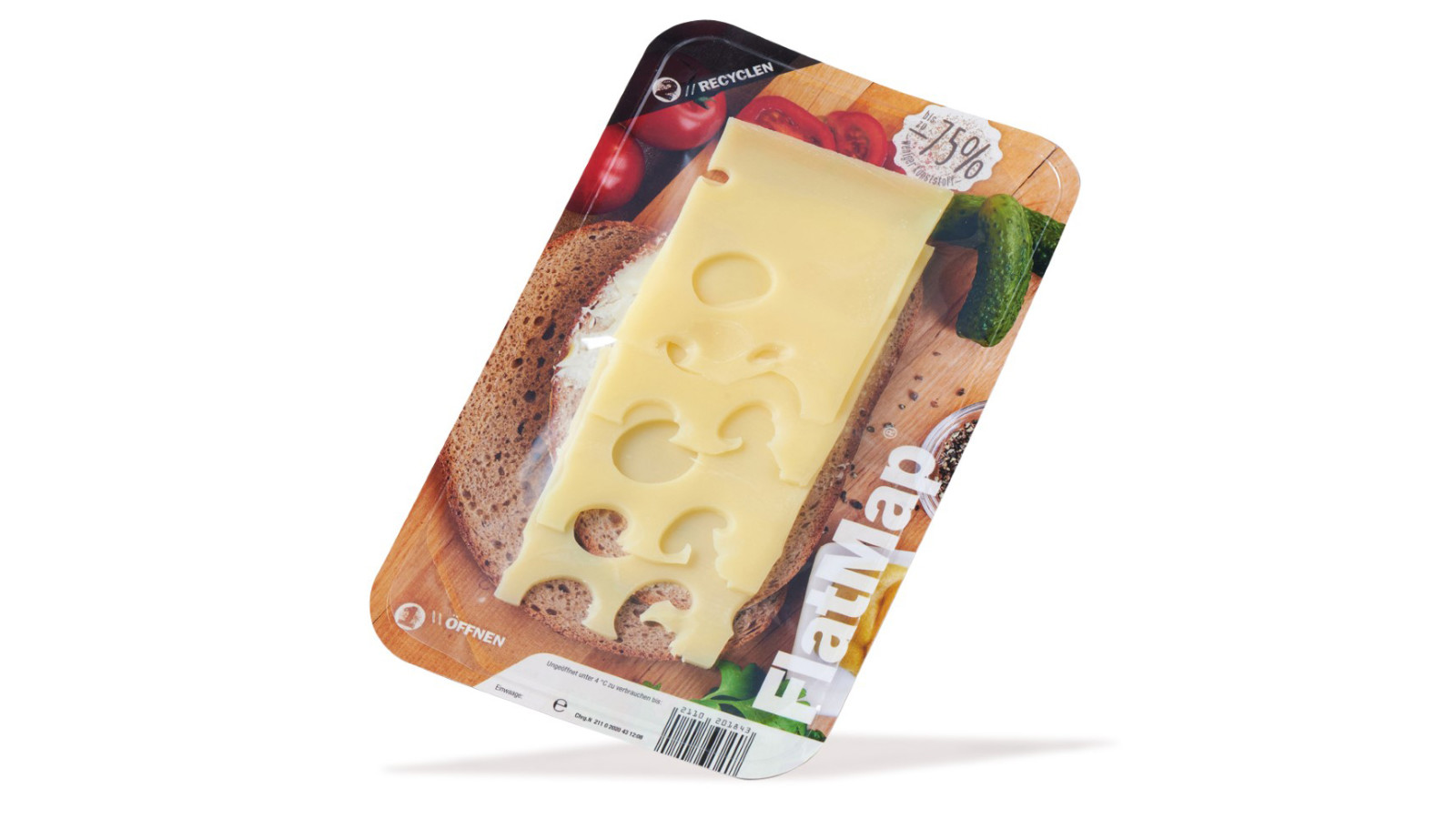 FlatMap from Nemco is the perfect solution for highlighting the product in the refrigerated display. We have a wide range of cheese and dairy packaging, several of which are reusable or plastic-reduced skin pack products.