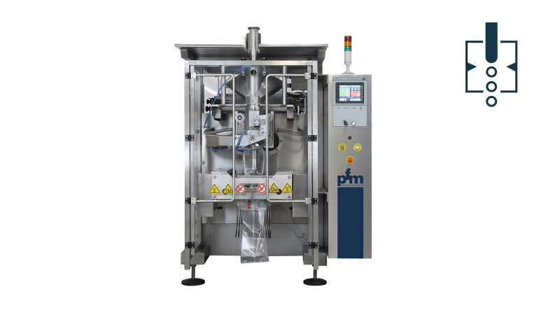 The PFM PV320 vertical flow packer is a flow pack machine for all bag types.