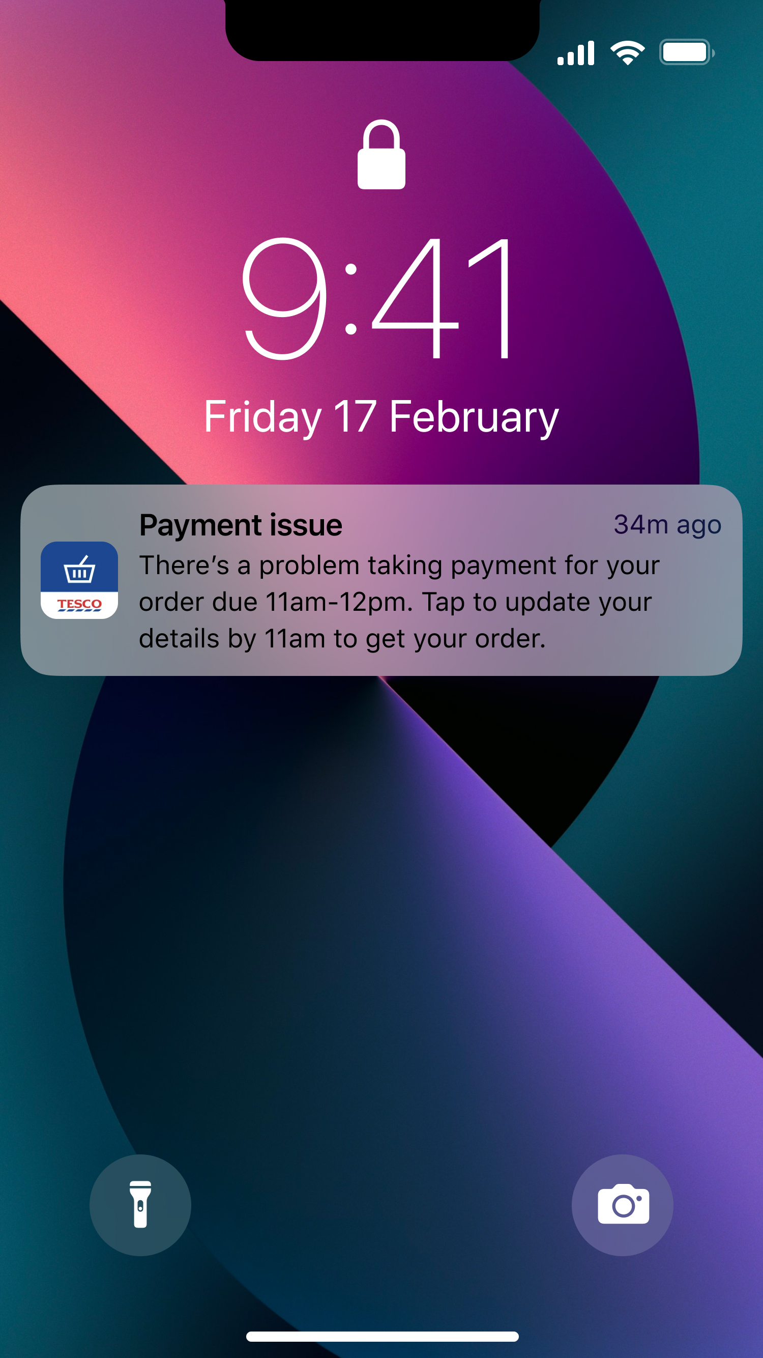 Failed payment push notification